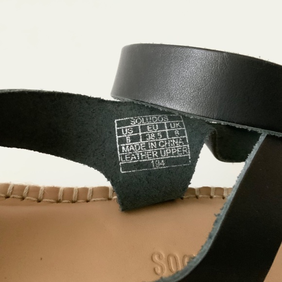 Soludos Olympia Black Leather Platform Espadrille Sandals Anthropologie 8 - Picture 8 of 8
